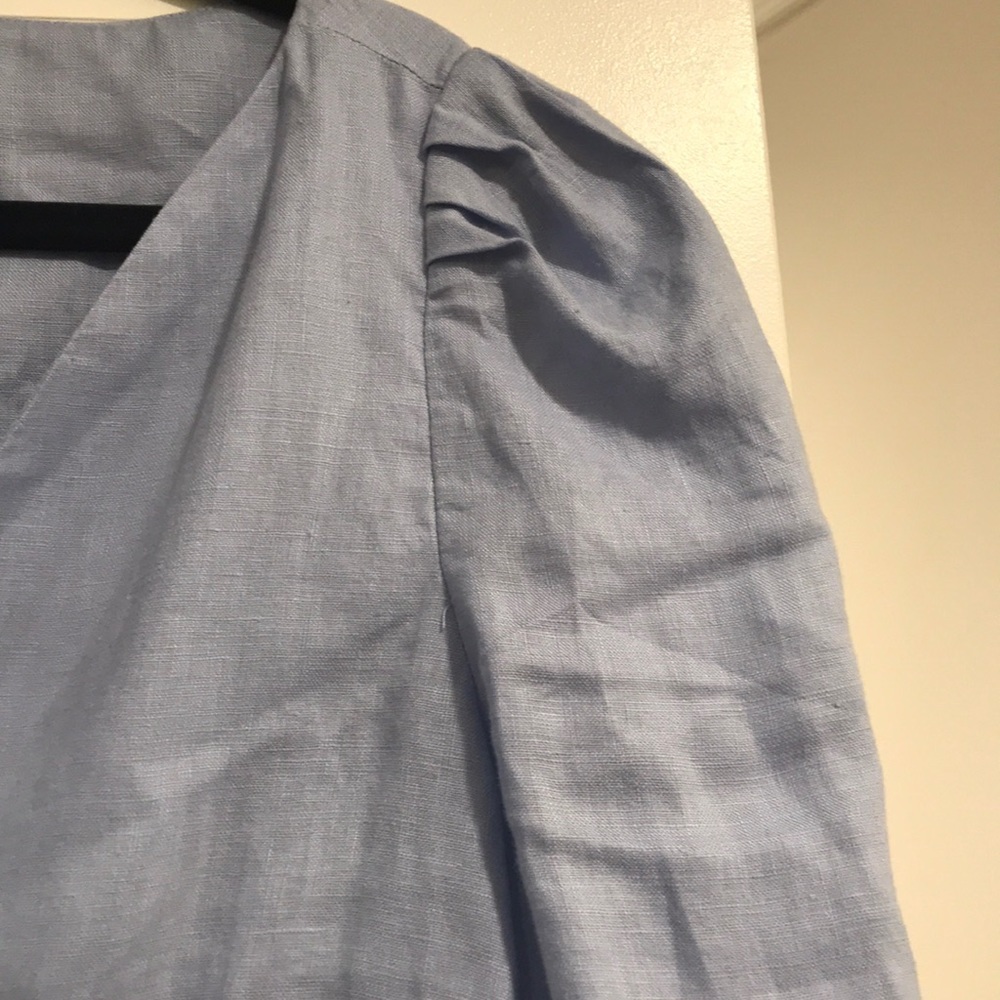 Zara linen puff sleeve blouse large - Picture 3 of 5